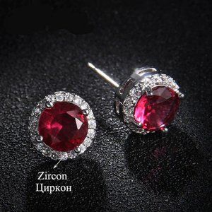 💞 926 Silver Plated CZ Classic Stud Earrings for Women, UNVN12443
